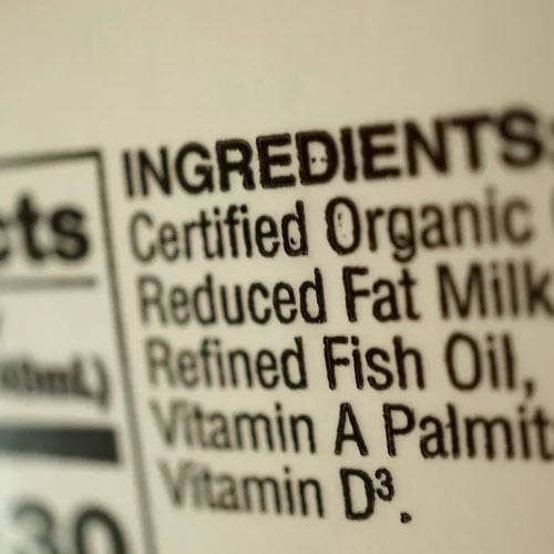 Close Up Photo of an Ingredient List Food Label