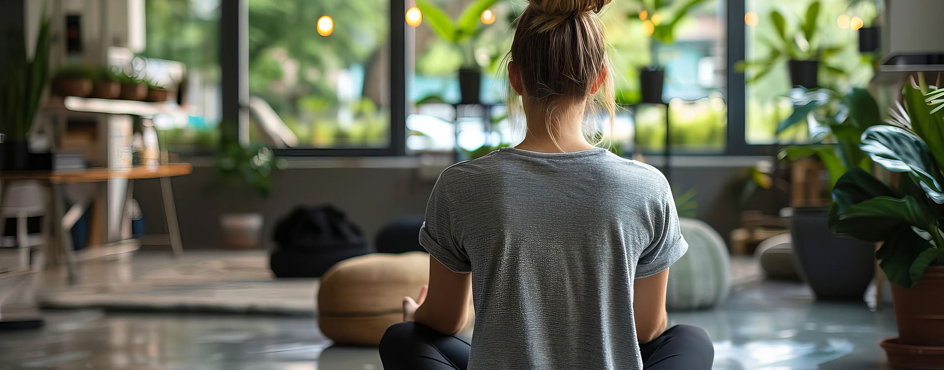 Woman practicing yoga for wellness.